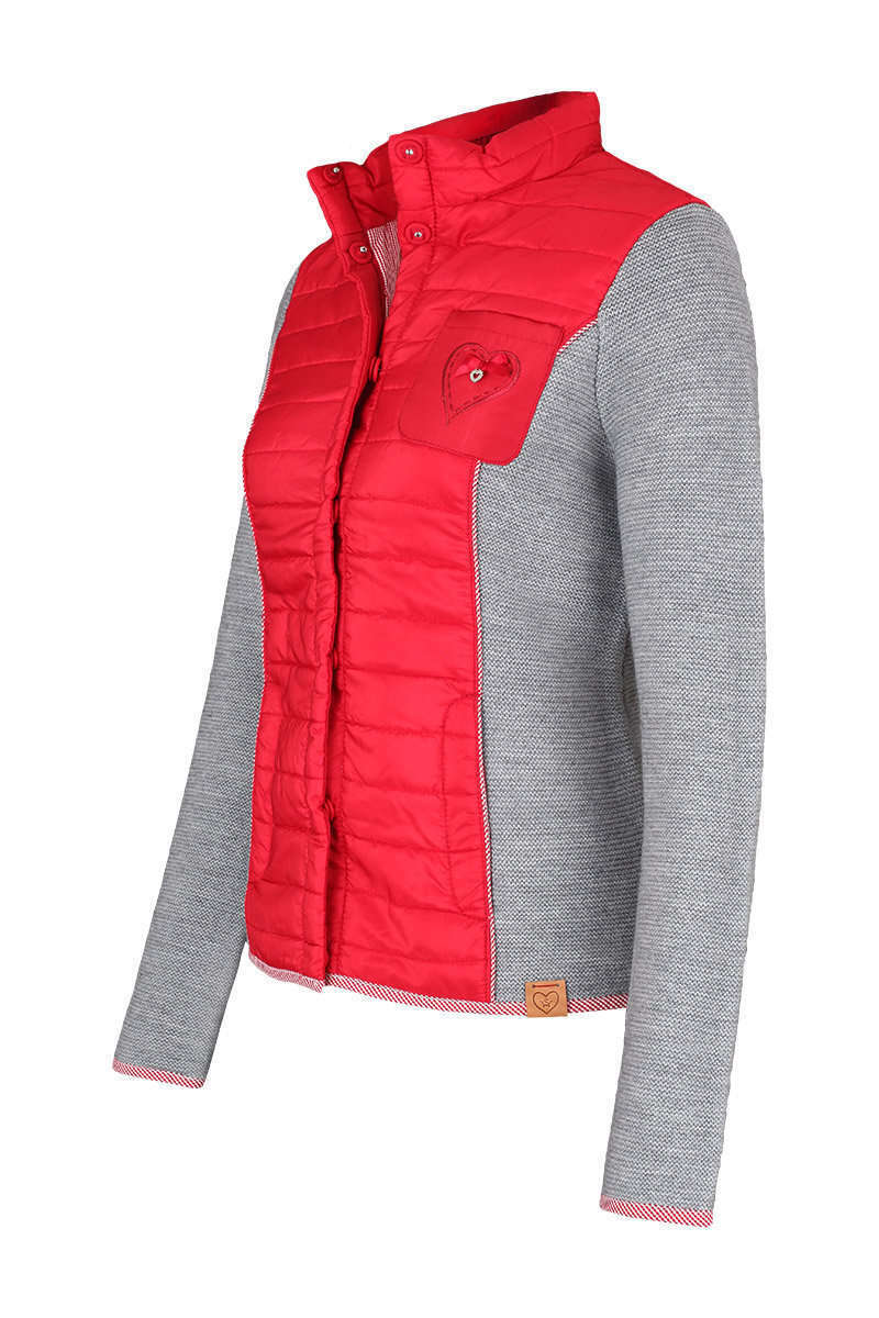 Trachten Steppjacke rot grau Bild 2