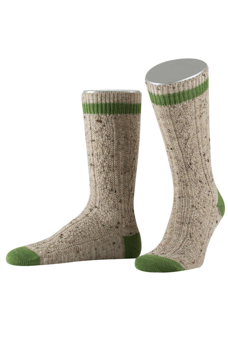 Trachten-Schopper-Socke beige mit Bund apfelgrün