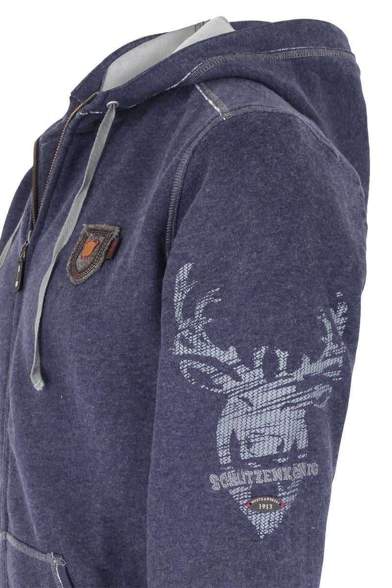 Herren Trachten Sweatjacke mit Kapuze blau Bild 2