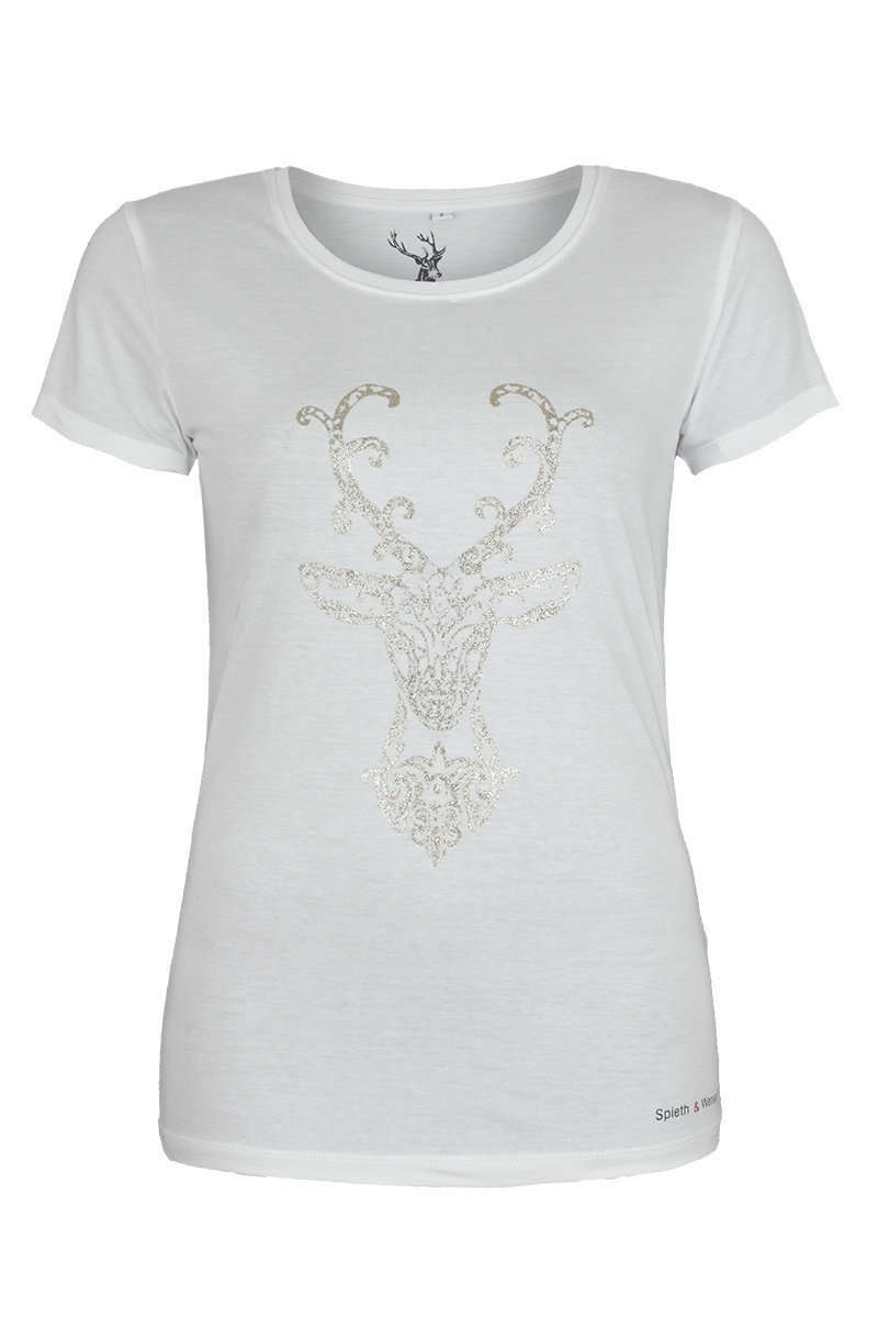 Trachten T-Shirt Hirsch wei gold