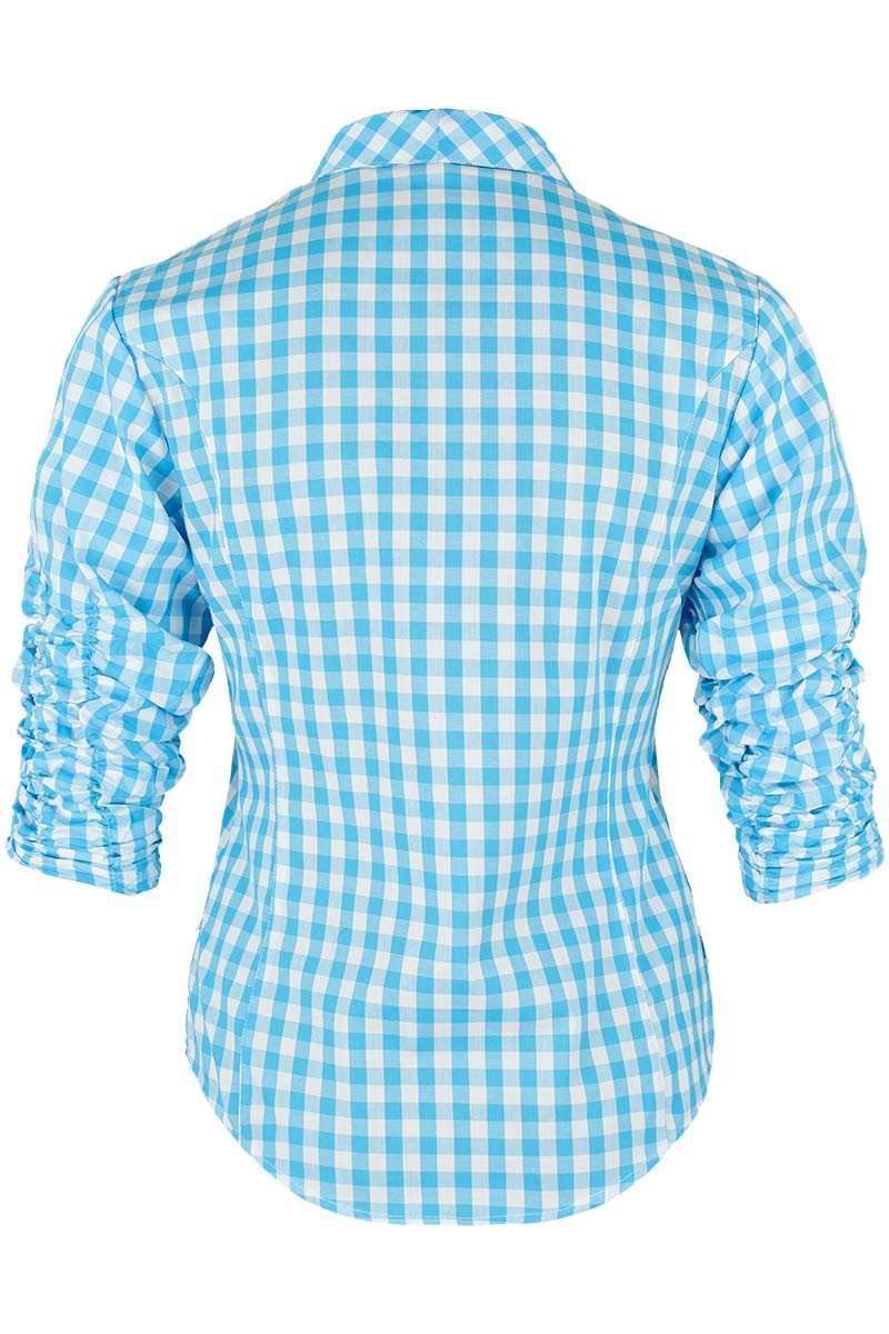 Bluse 3/4-Arm gerafft trkis-wei kariert Bild 2