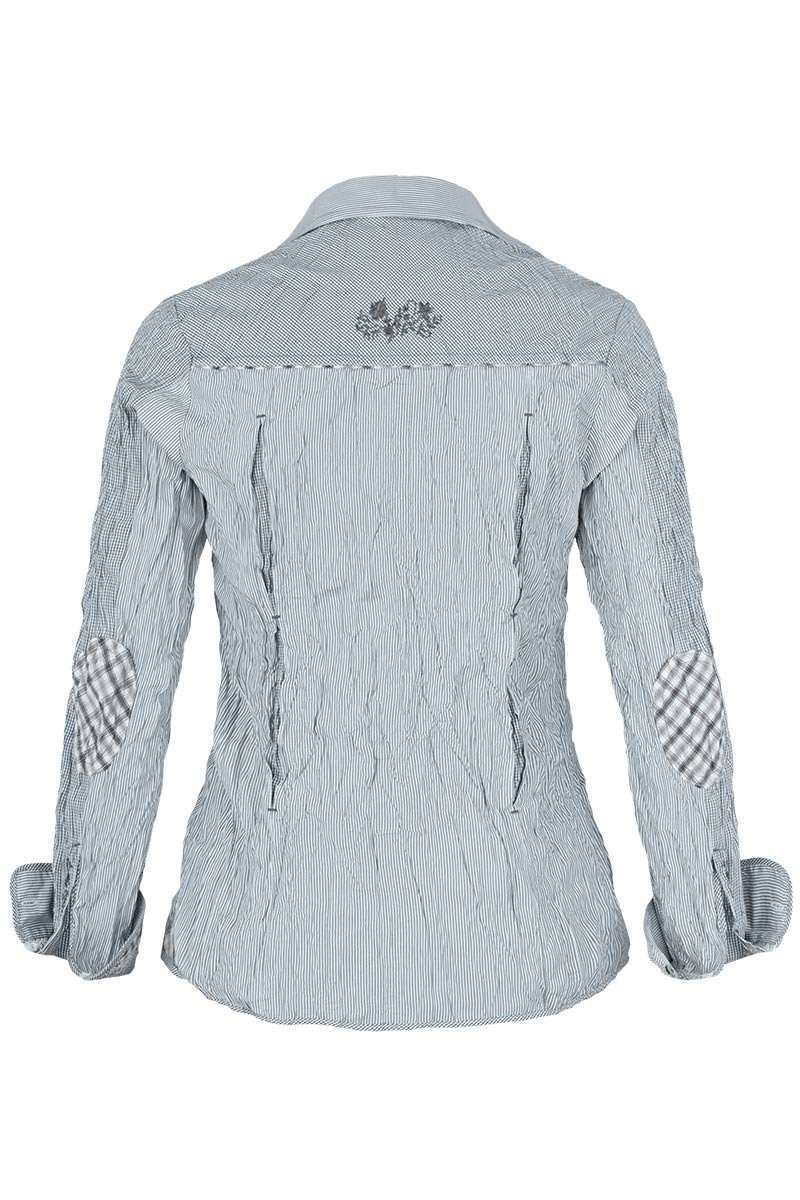 Bluse Crash-Optik gestreift mit Spitze grau Bild 2