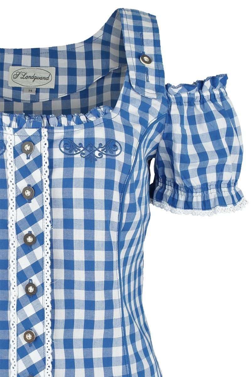 Carmenbluse kariert blau-wei Bild 2