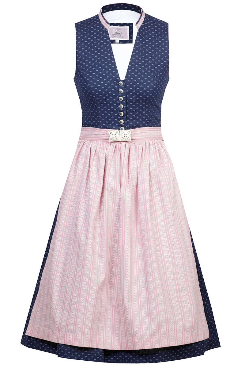 Midi-Dirndl mit V-Ausschnitt blau puder