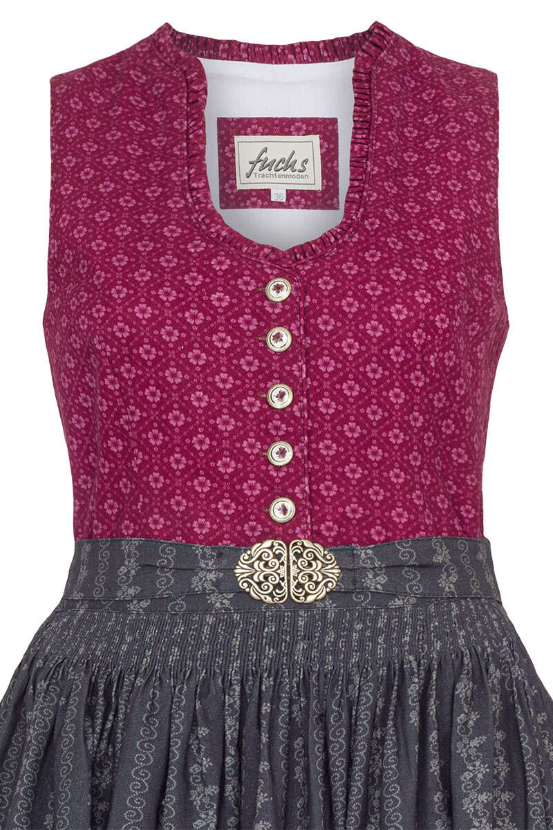 Baumwoll-Dirndl midi bordeaux anthrazit Bild 2