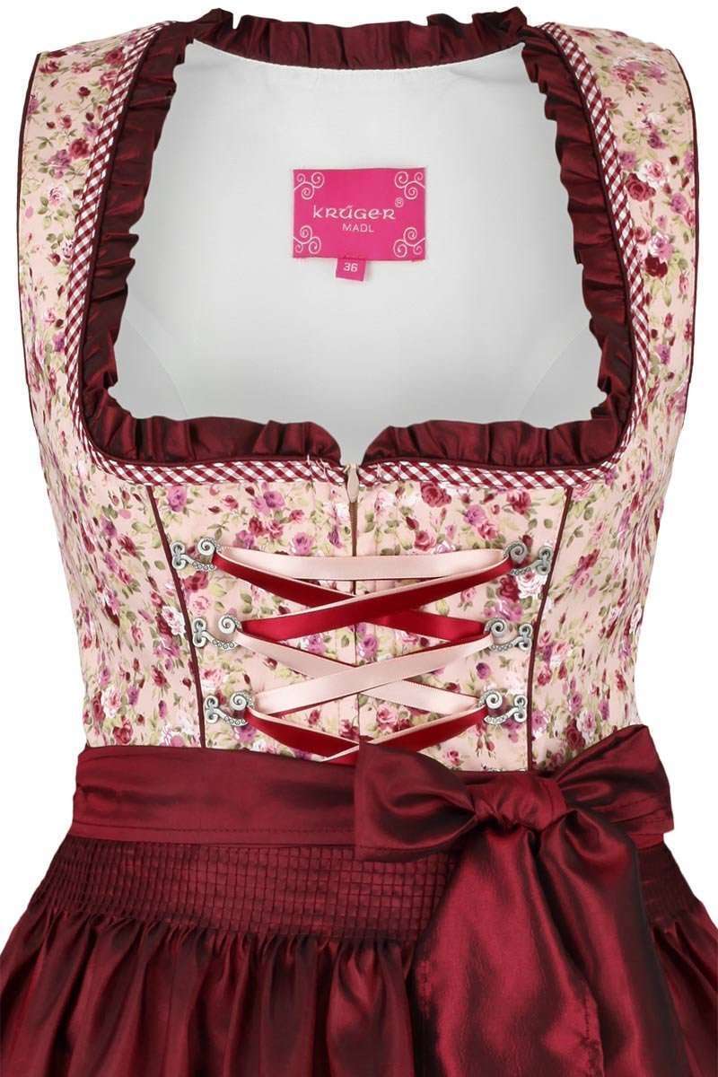 Krger Dirndl Kurz rosa bordeaux Rosen Bild 2