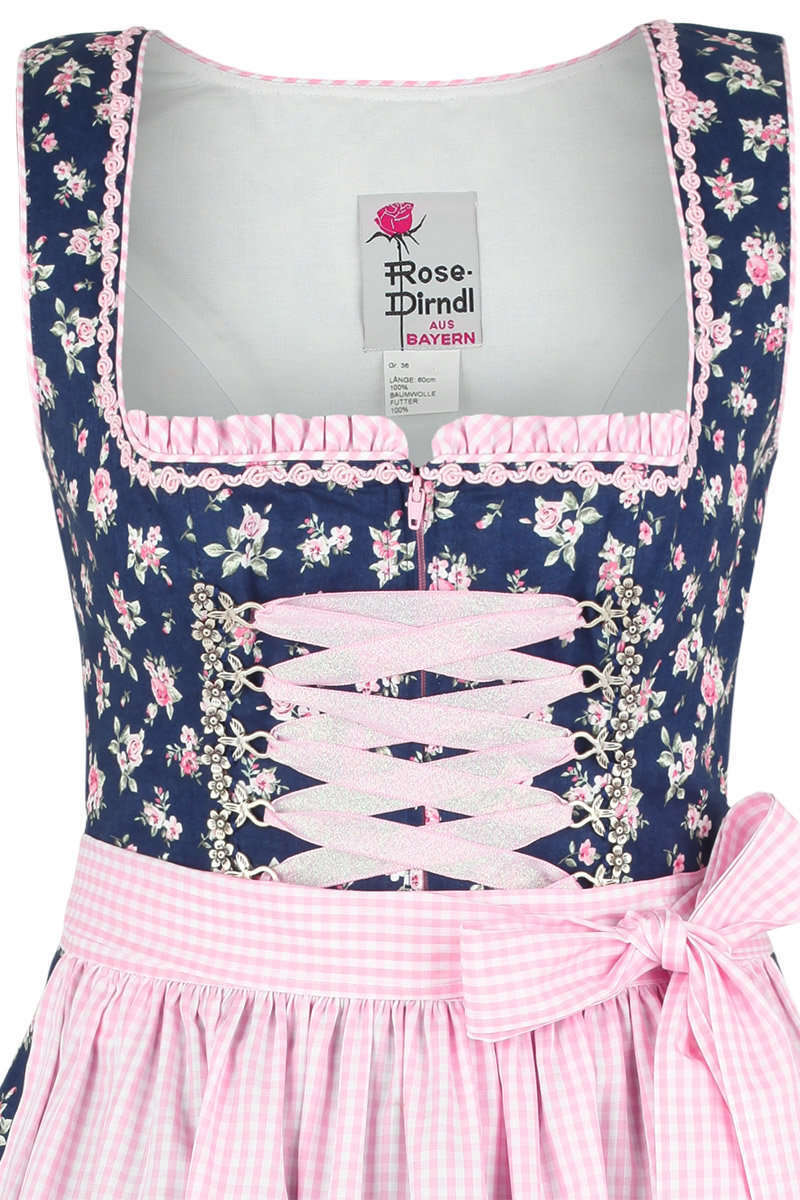 Dirndl kurz blau-rosa mit Rosen Bild 2