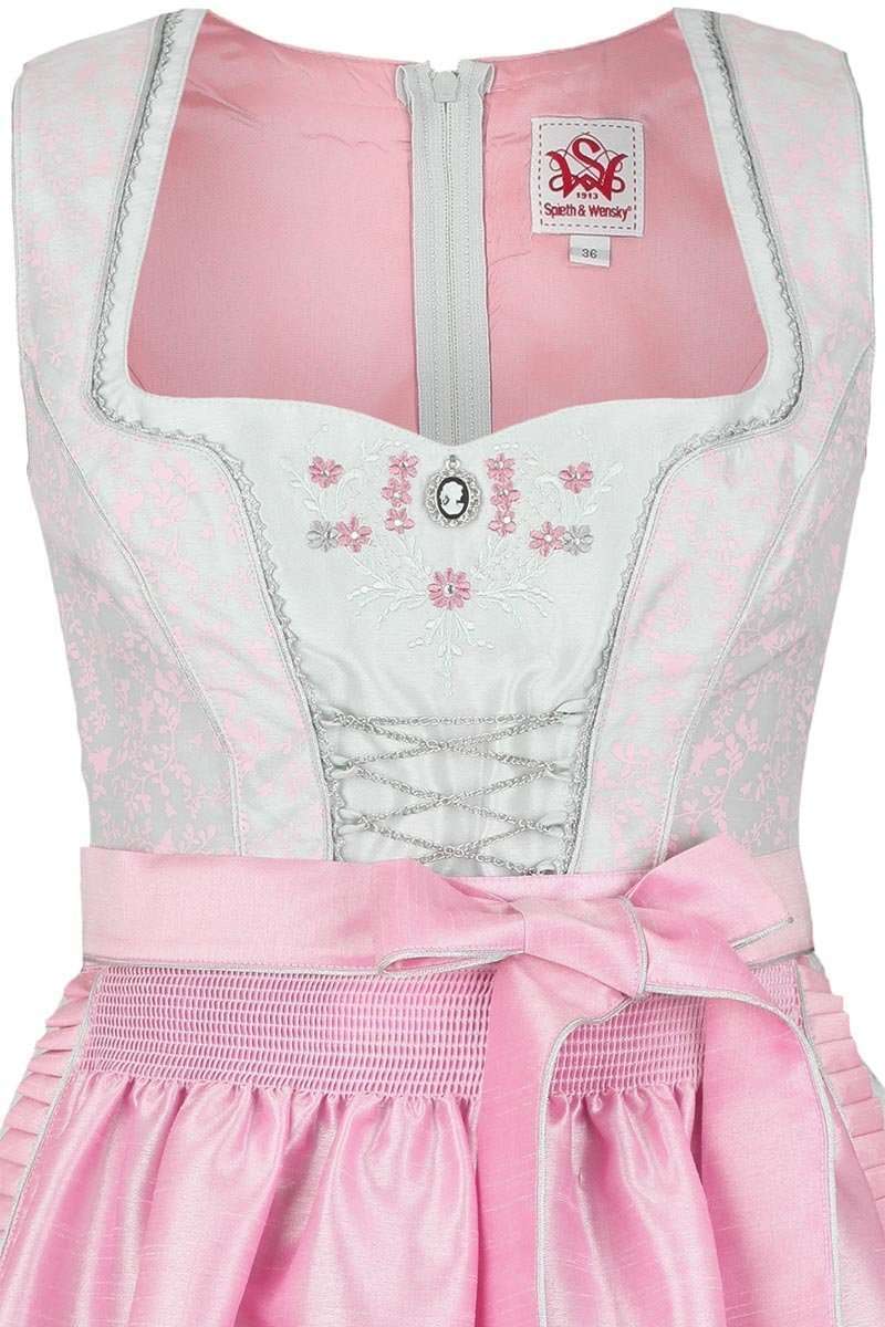 Dirndl kurz florales Muster hellgrau-rosa Bild 2