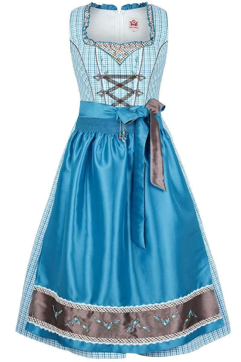 Dirndl mittel aqua-wei kleinkariert