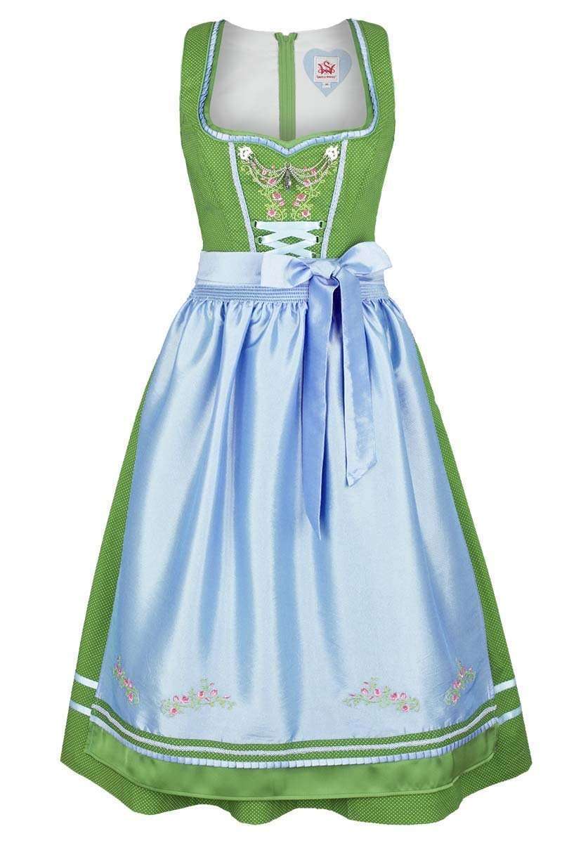 Dirndl mittel grn hellblau gepunktet