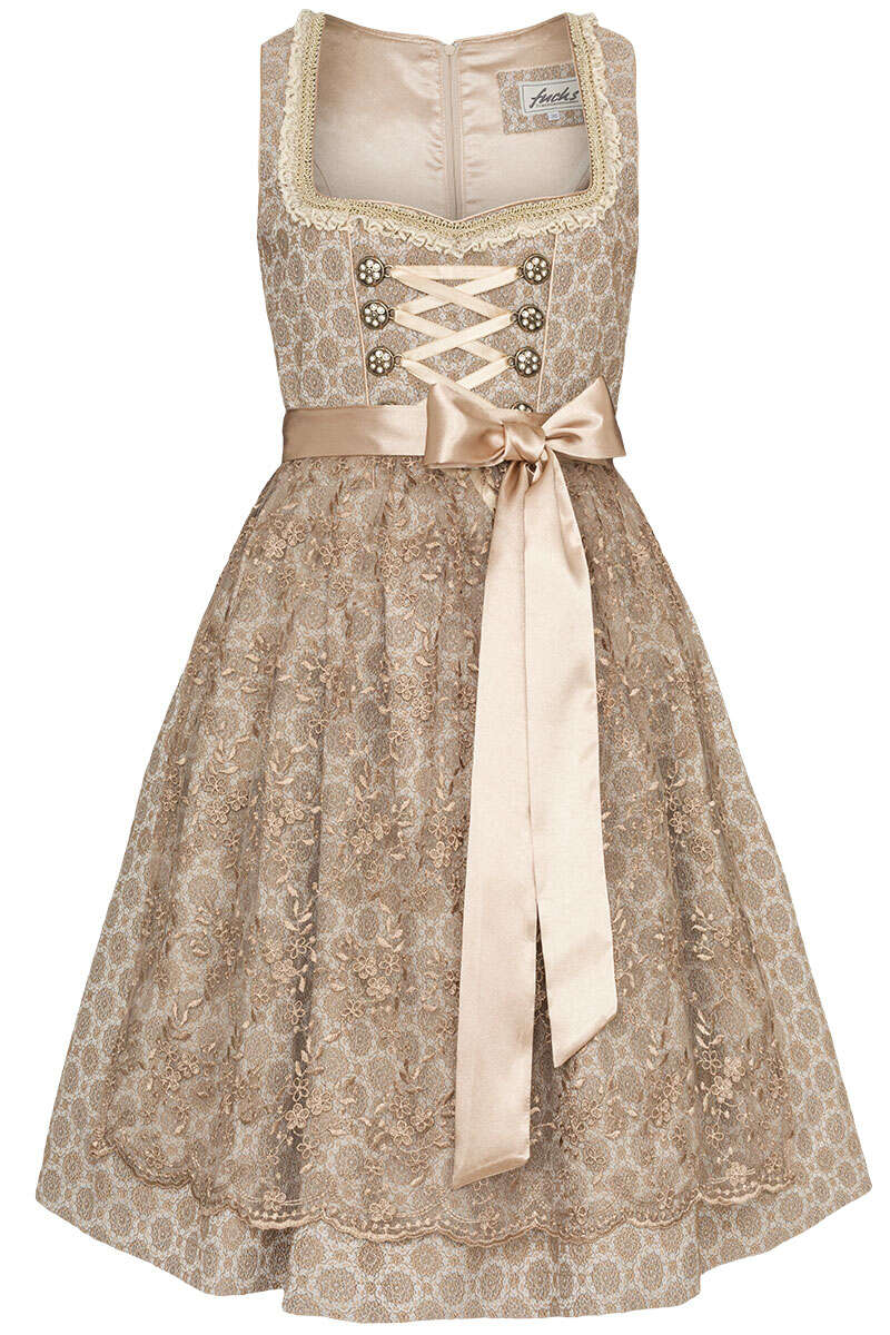 Mini Dirndl mit Spitzenschrze beige