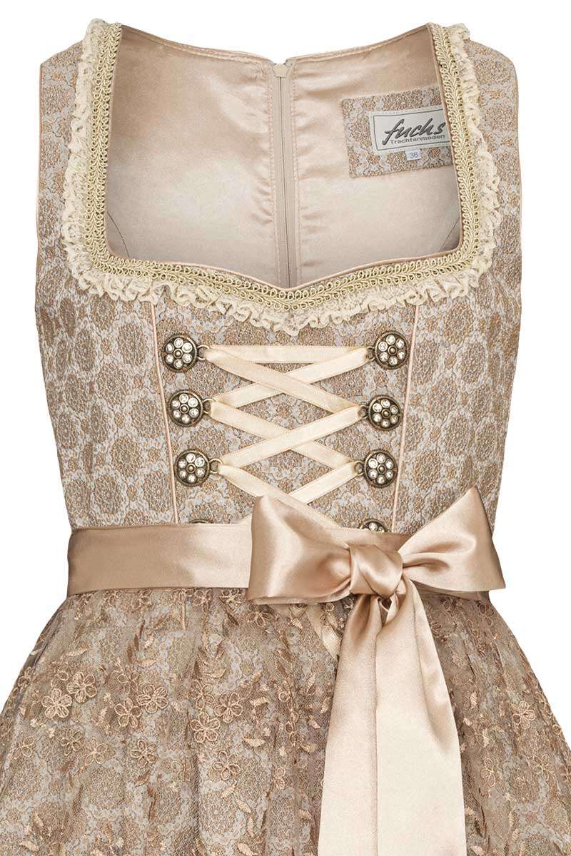 Mini Dirndl mit Spitzenschrze beige Bild 2