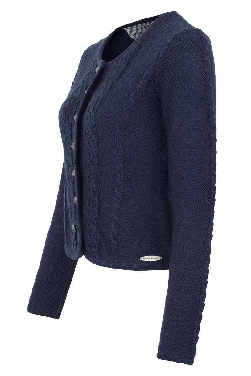 Damen Trachten Strickjacke mit Zopfmuster blau Bild 2