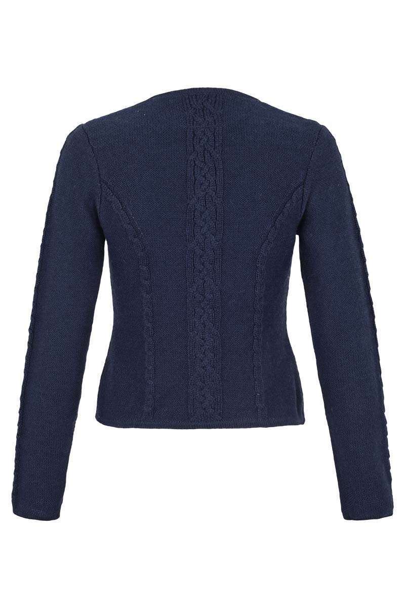 Damen Trachten Strickjacke mit Zopfmuster blau Bild 2