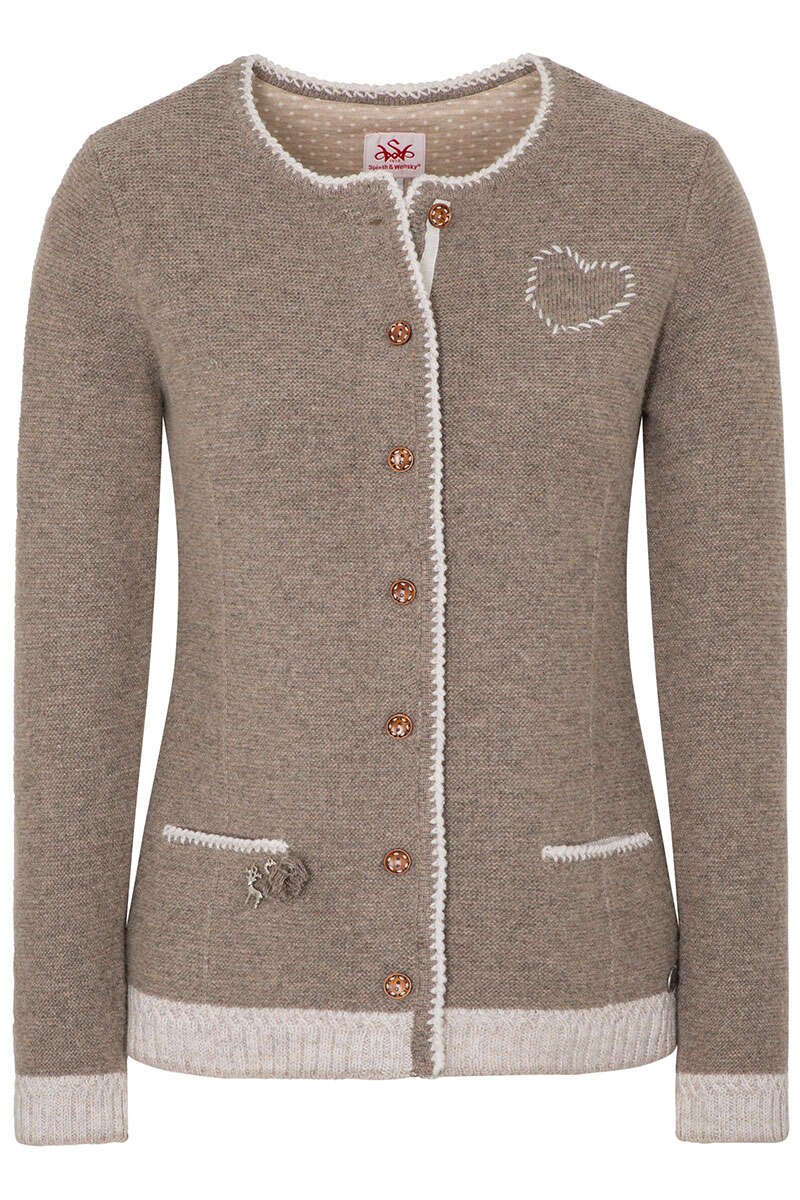 Damen Strickjacke lang nussbraun