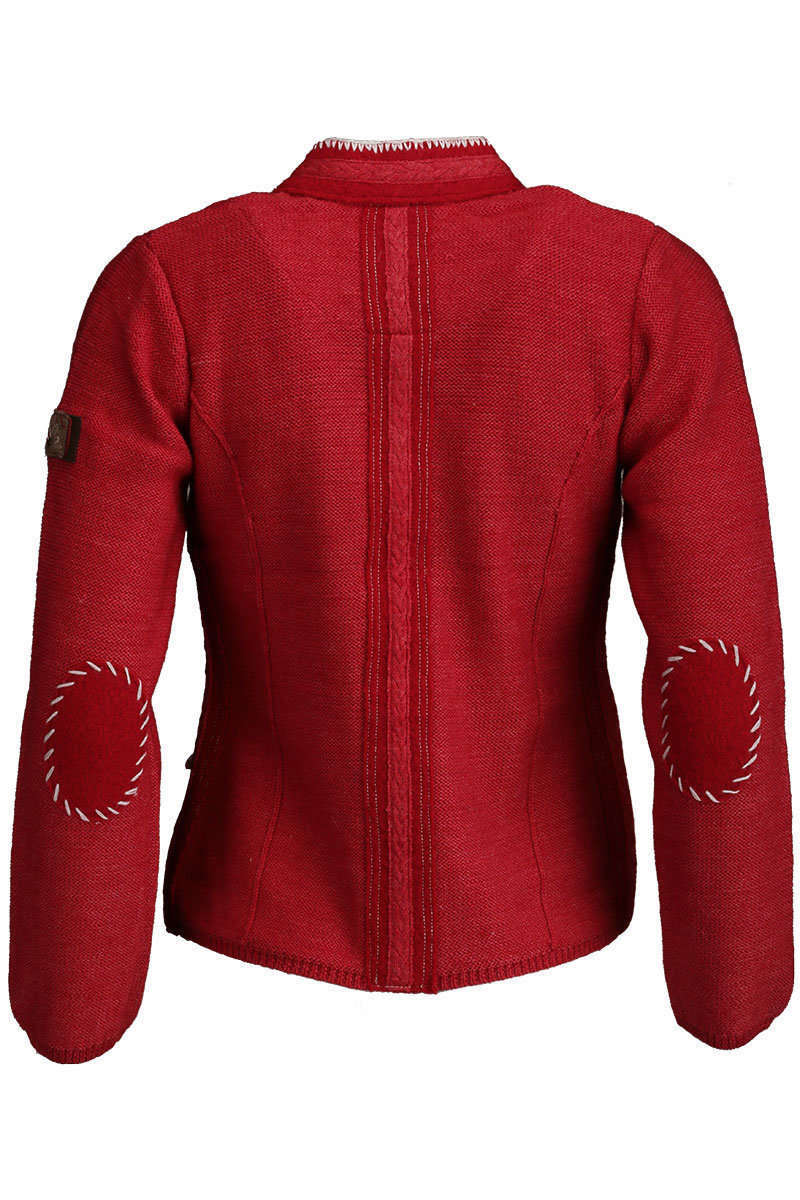 Strickjacke mit Zopfmuster und Stehkragen rot Bild 2