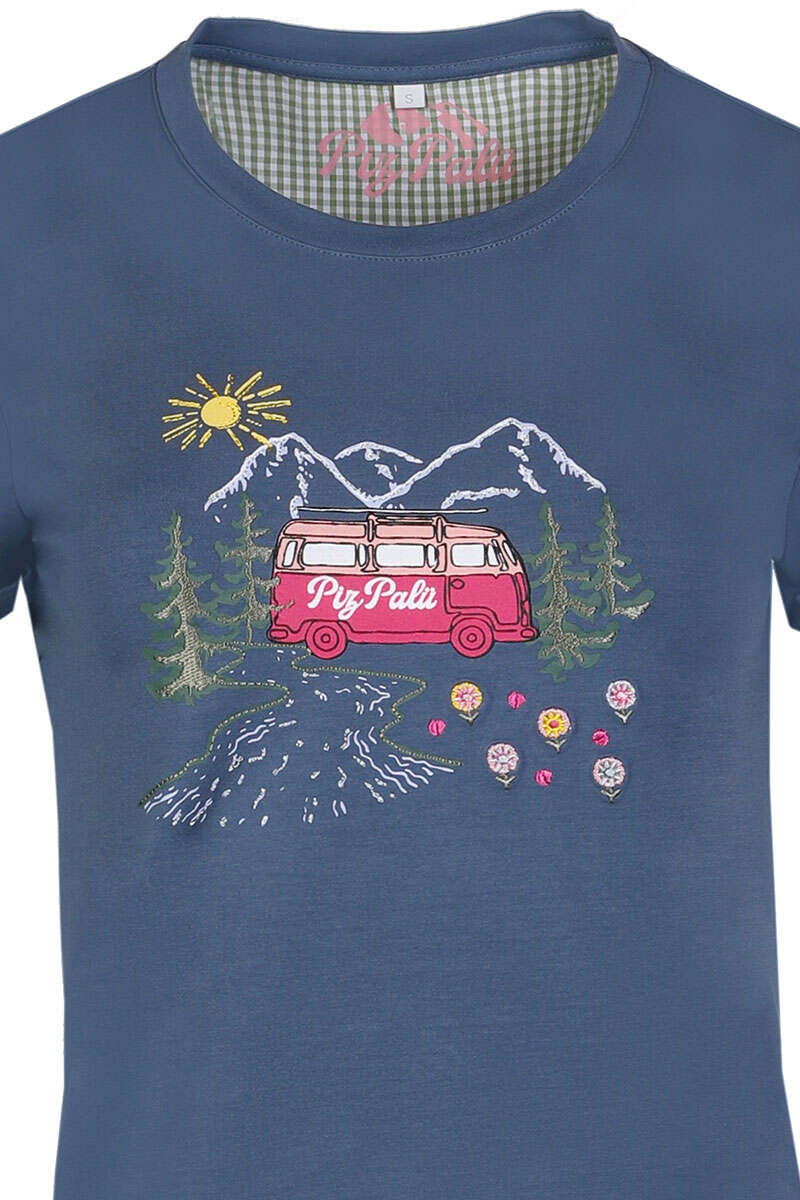 Damen T-Shirt 'Alpen-Camping' schieferblau Bild 2