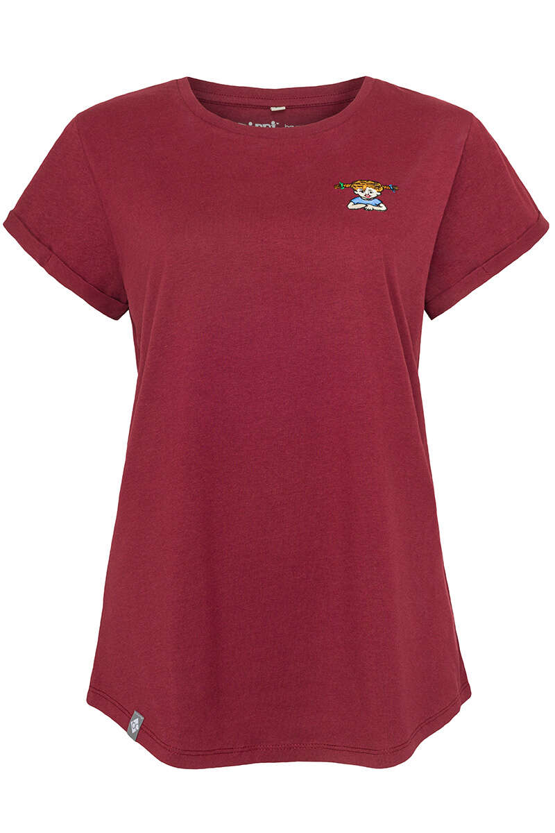 Damen T-Shirt mit Pippi-Langstrumpf weinrot