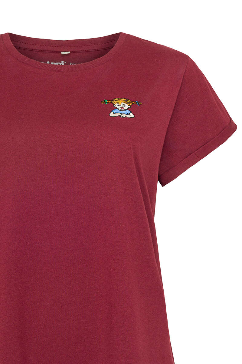 Damen T-Shirt mit Pippi-Langstrumpf weinrot Bild 2