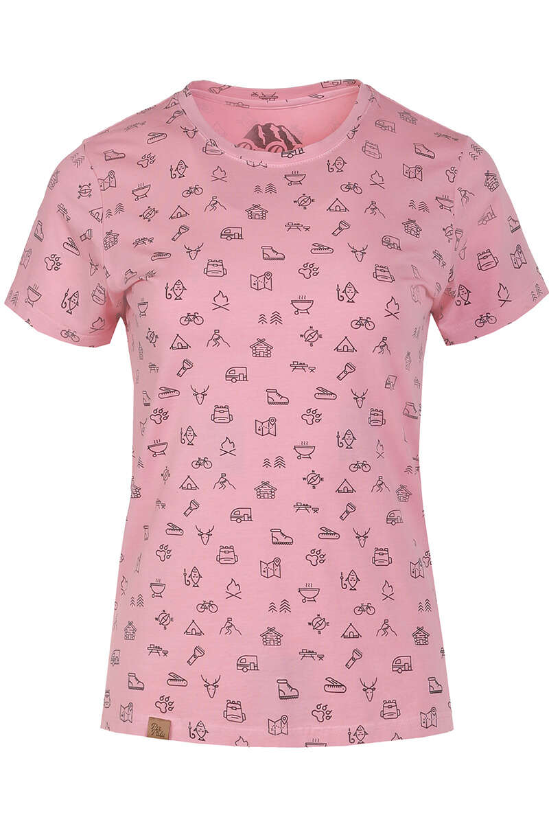 Damen T-Shirt mit Allover-Print perlrosa