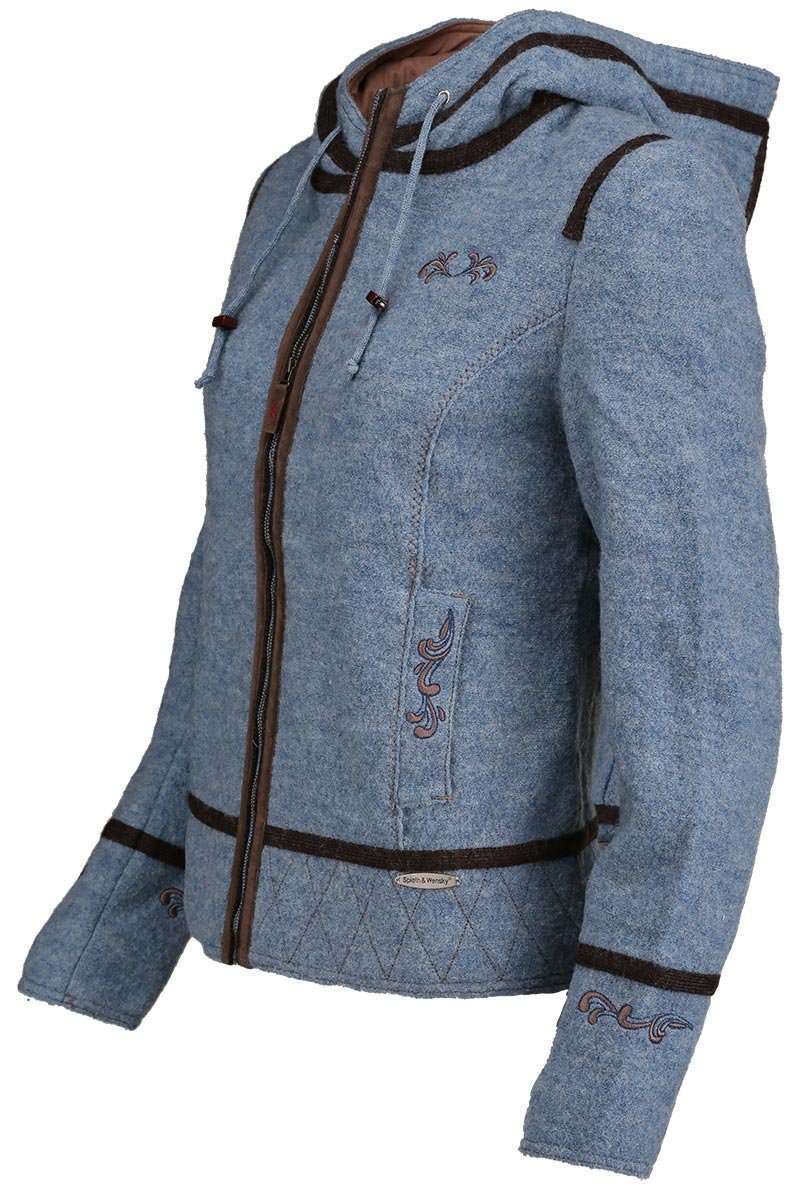 Damen Walkjacke mit Kapuze hellblau Bild 2