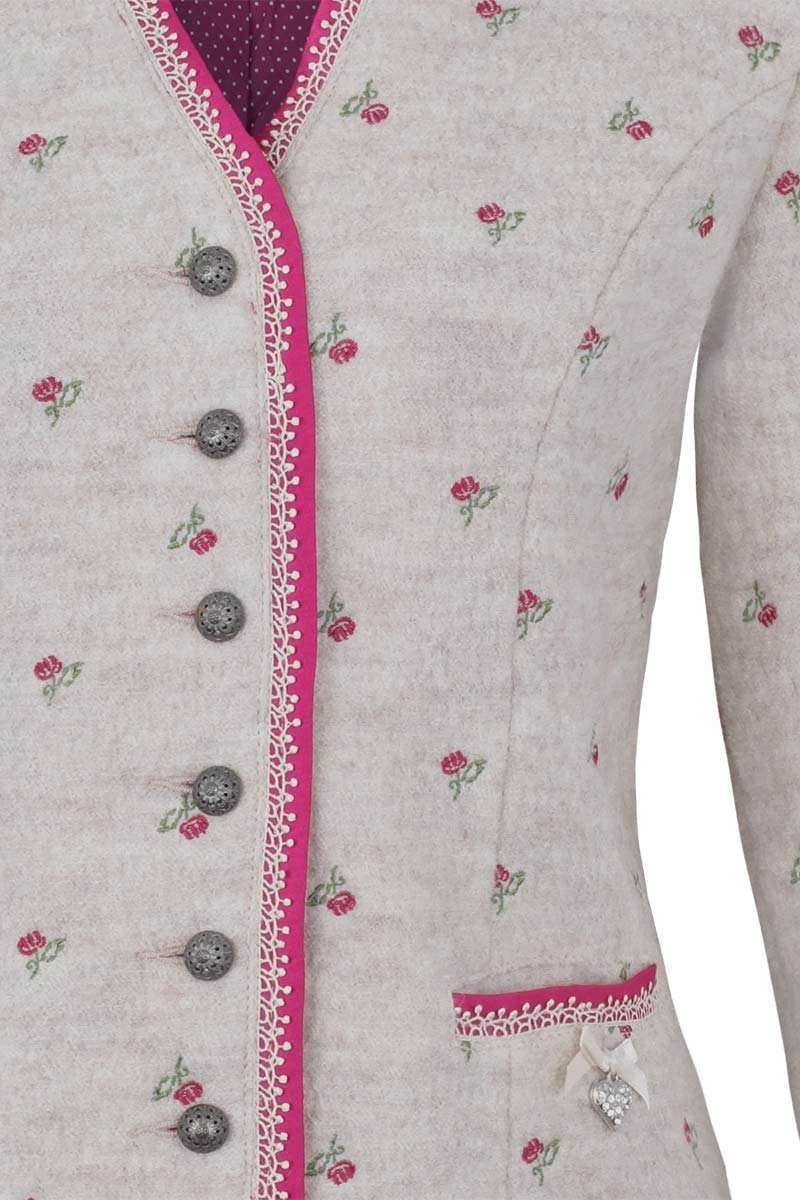 Damenwalkjacke mit Rosenstickerei pink Bild 2