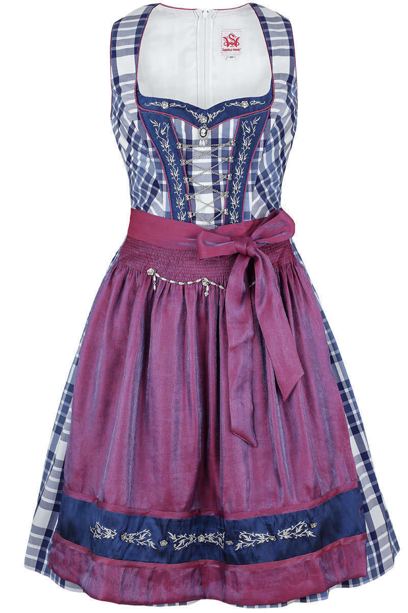 Dirndl kurz kariert blau