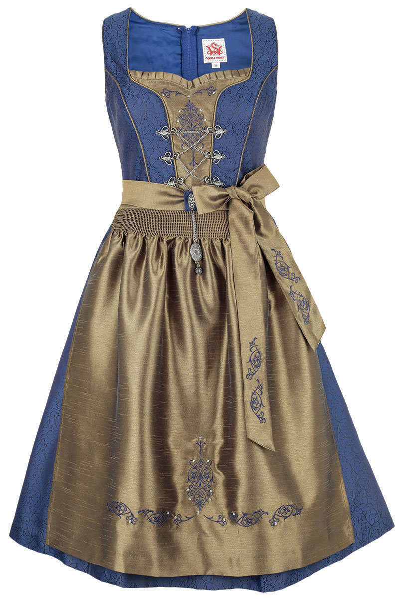 Dirndl kurz blau-gold