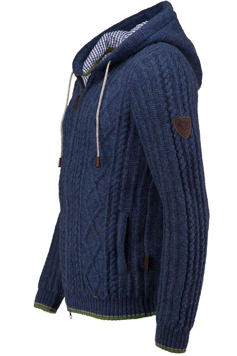 Strickjacke mit Zopfmuster und Kapuze blau Bild 2