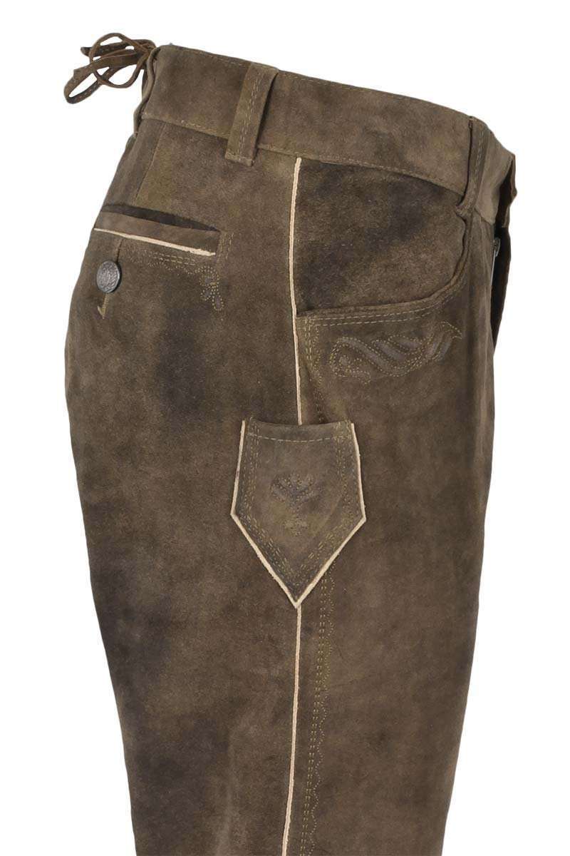 Trachten Lederhose lang Wildbock Antik braun Bild 2