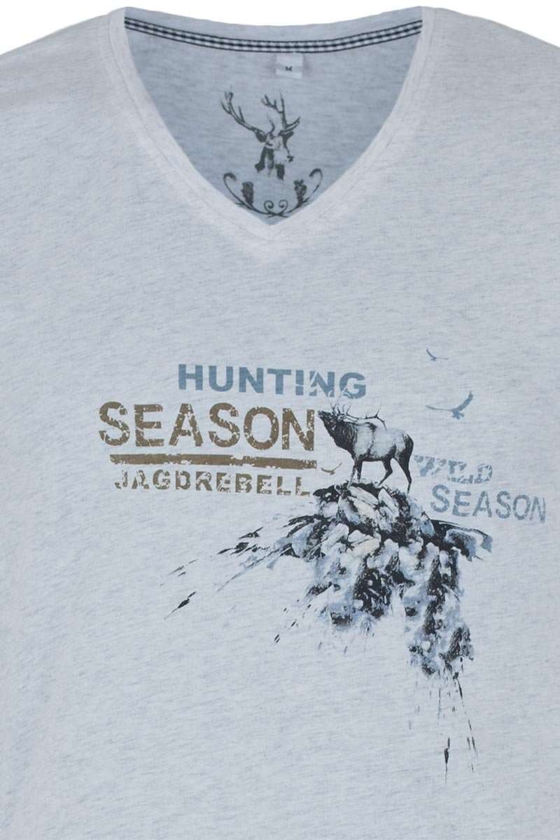 T-Shirt V-Ausschnitt Jagdrebell hellgrau Bild 2
