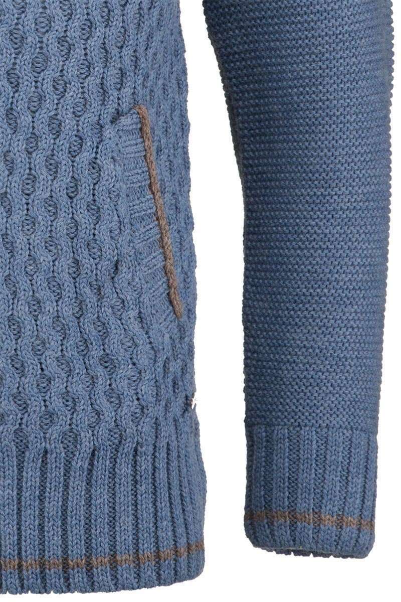 Strickjacke mit Muster und Kapuze hellblau Bild 2