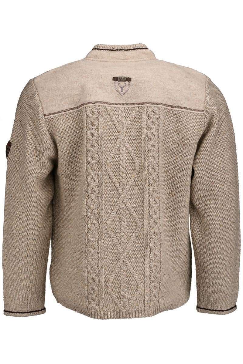 Trachten Srickjacke mit Walk und Stickerei natur-braun Bild 2