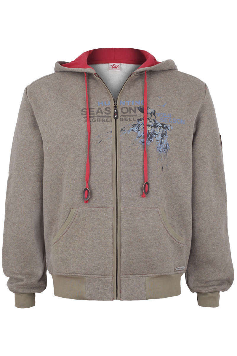 Trachten Sweatjacke mit Kapuze Jagdrebell braun-rot