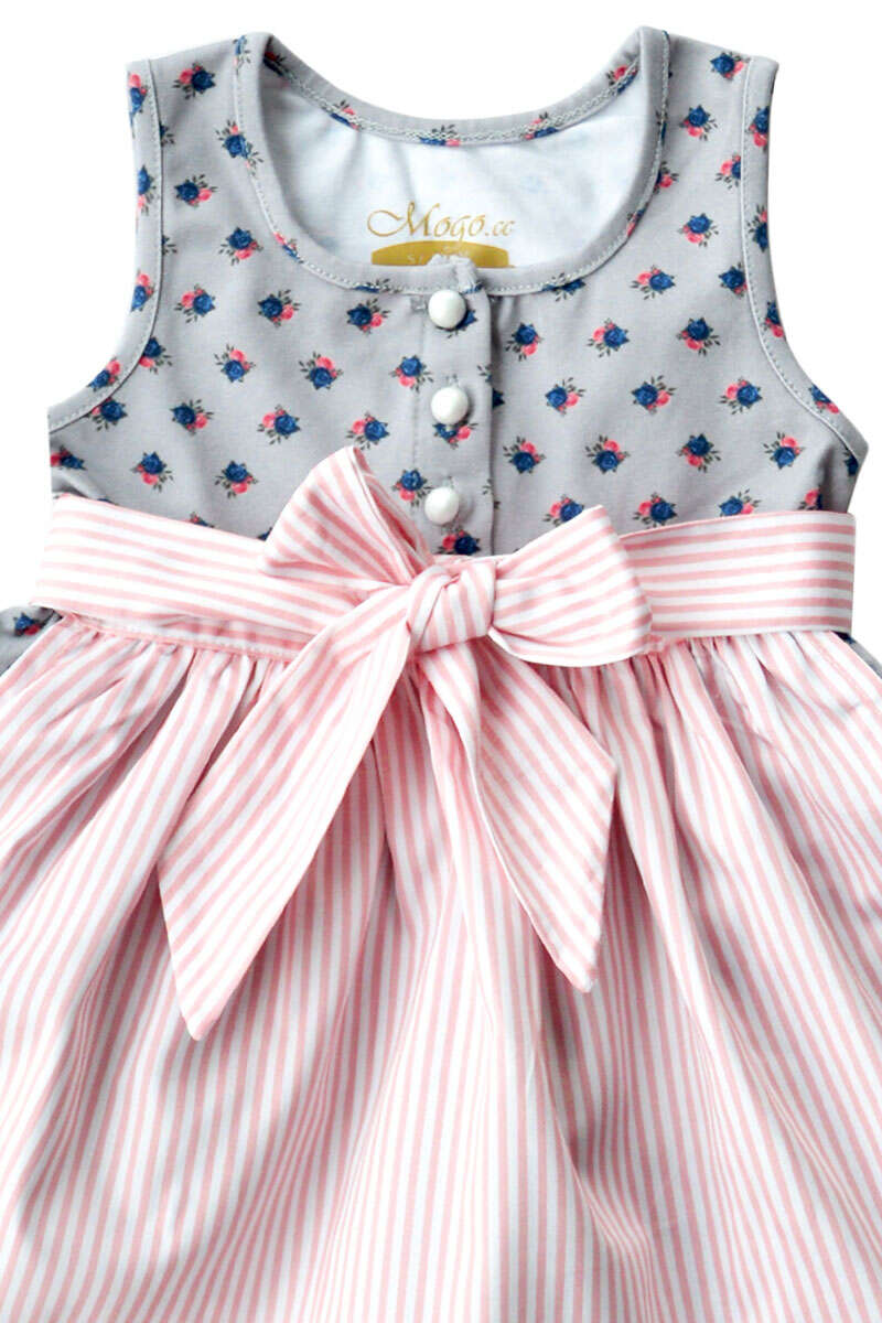 Baby-Dirndl mit Schrze rosa/grau Bild 2