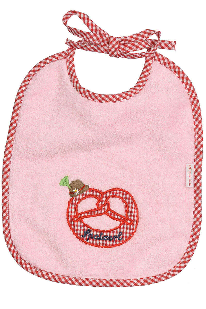 Baby Lätzchen Brezel mit Tirolerhut rosa
