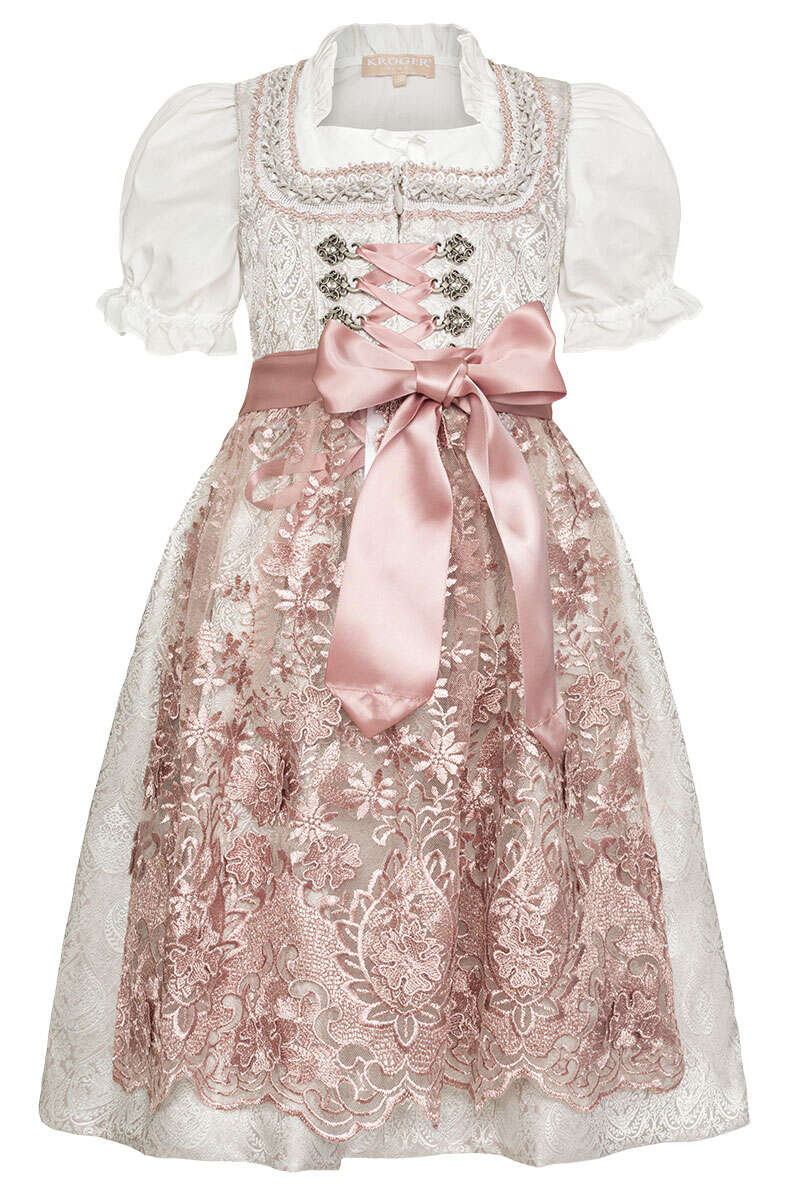 Kinder Dirndl mit Bluse natur altrosa