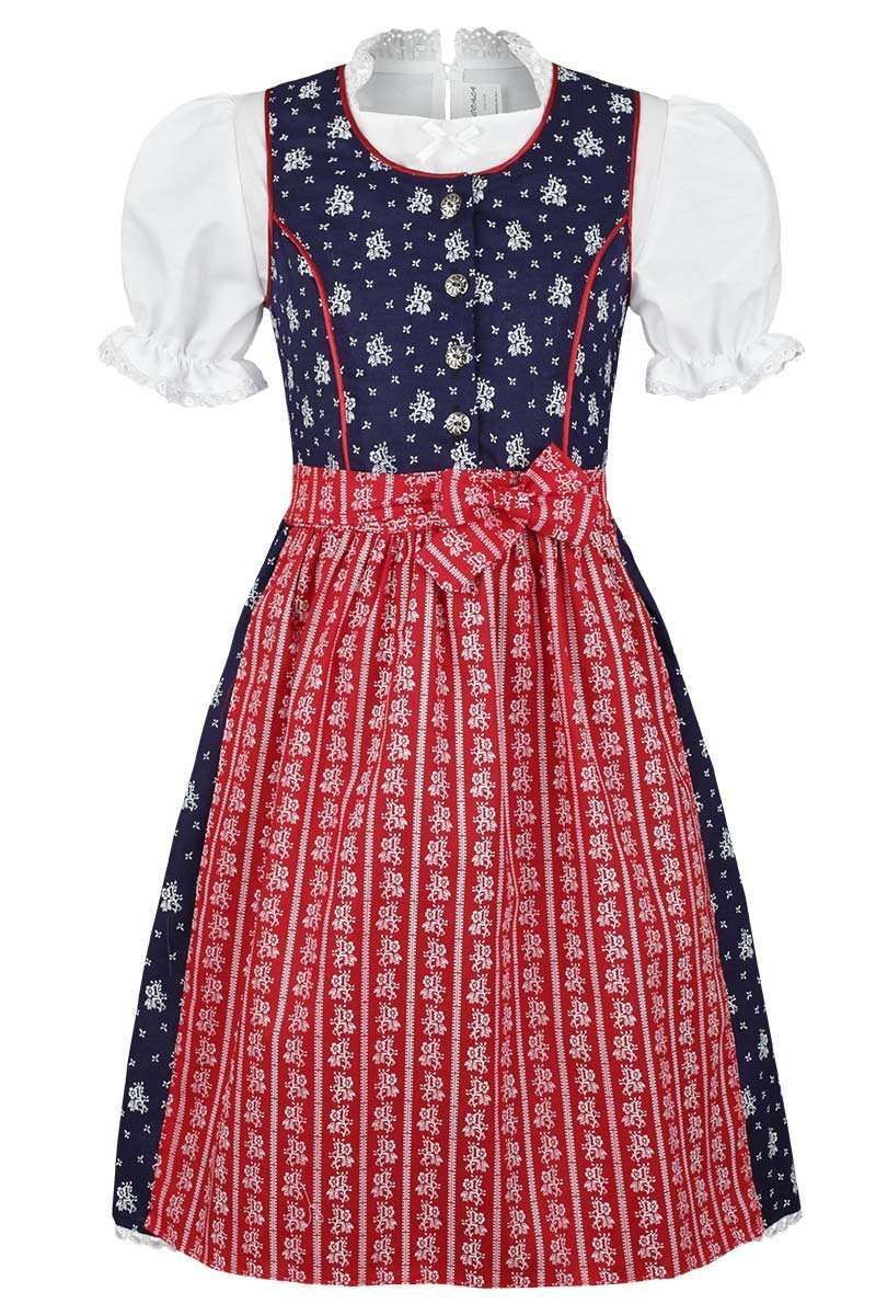 Kinderdirndl geblmt blau rot mit Bluse