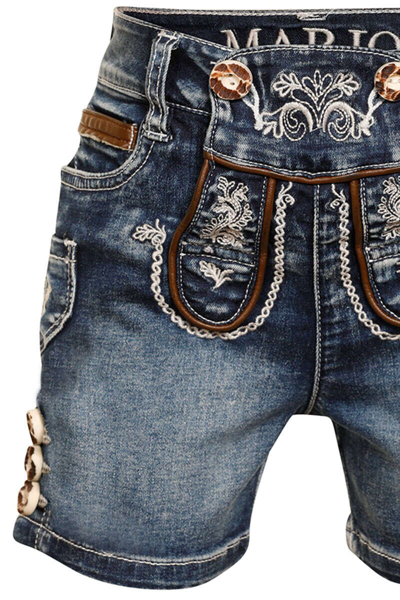 Kinder Jeansshort im Lederhosenlook blau Bild 2