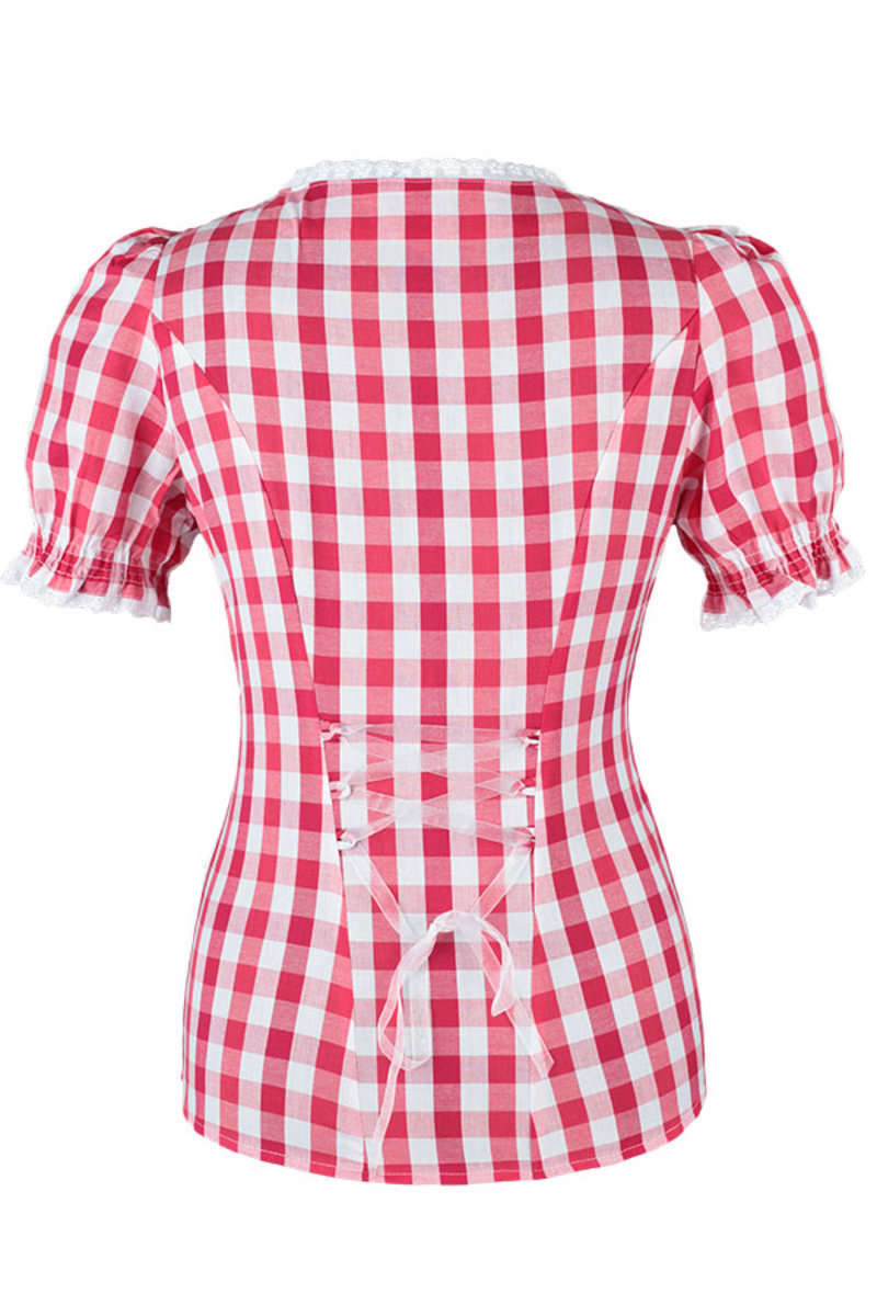 Miederbluse Karo rot-wei Bild 2