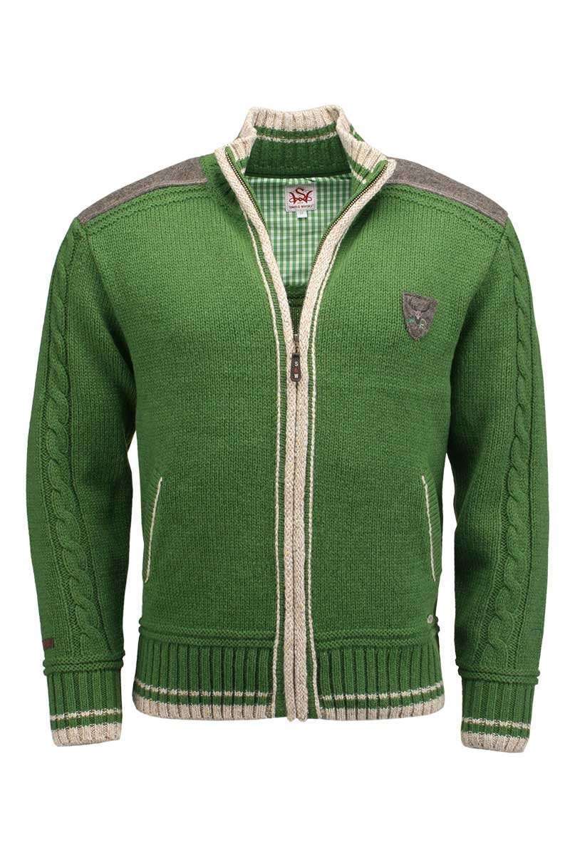 Strickjacke mit Reiverschluss grn/natur