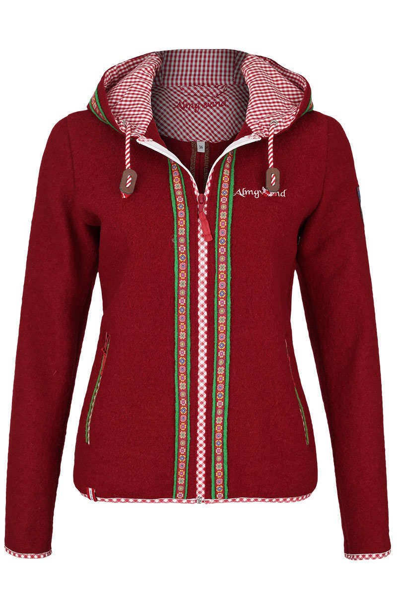 Damen Trachtenjacke mit Kapuze rot