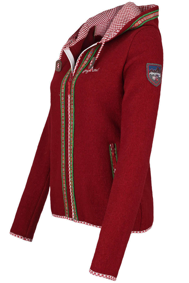 Damen Trachtenjacke mit Kapuze rot Bild 2