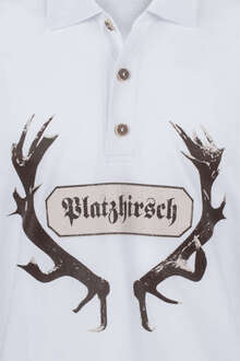 Poloshirt 'Platzhirsch' wei