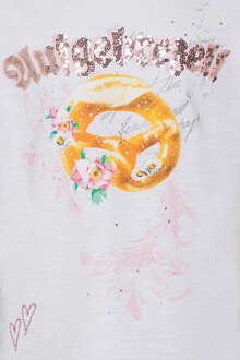 Mädchen T-Shirt Brezel mit Strass weiß-rosa