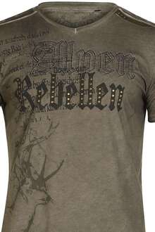 Trachten T-Shirt V-Ausschnitt braun Alpen Rebellen