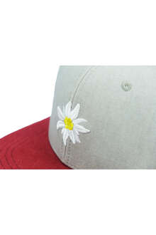 Snapback-Cap mit Edelweiss hellgrau rot