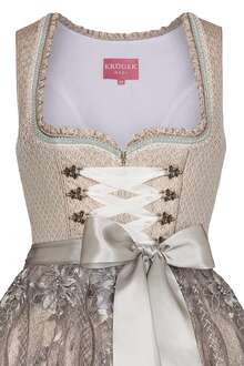 Mini-Dirndl mit Spitzenschrze grau