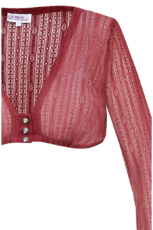 Dirndlbluse aus Spitze mit langen rmeln purpur