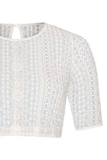 Hochgeschlossene Dirndlbluse aus Spitze creme